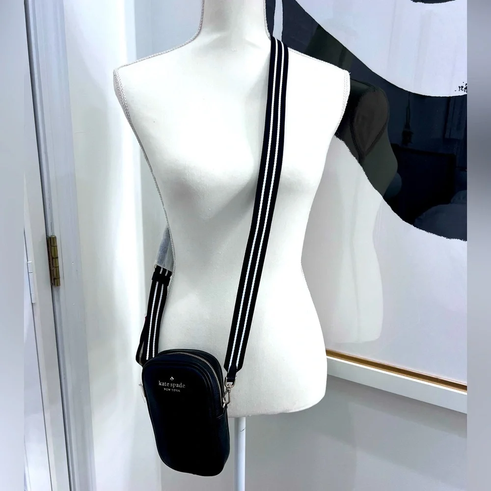 NWT Kate Spade Rosie North South Crossbody in Black Pebbled Leather - Picture 1 of 11